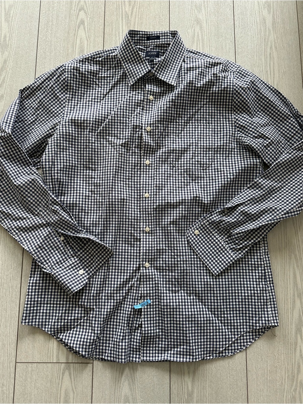 J Crew Large Tall Men’s Black & White Gingham Button-Down Shirt